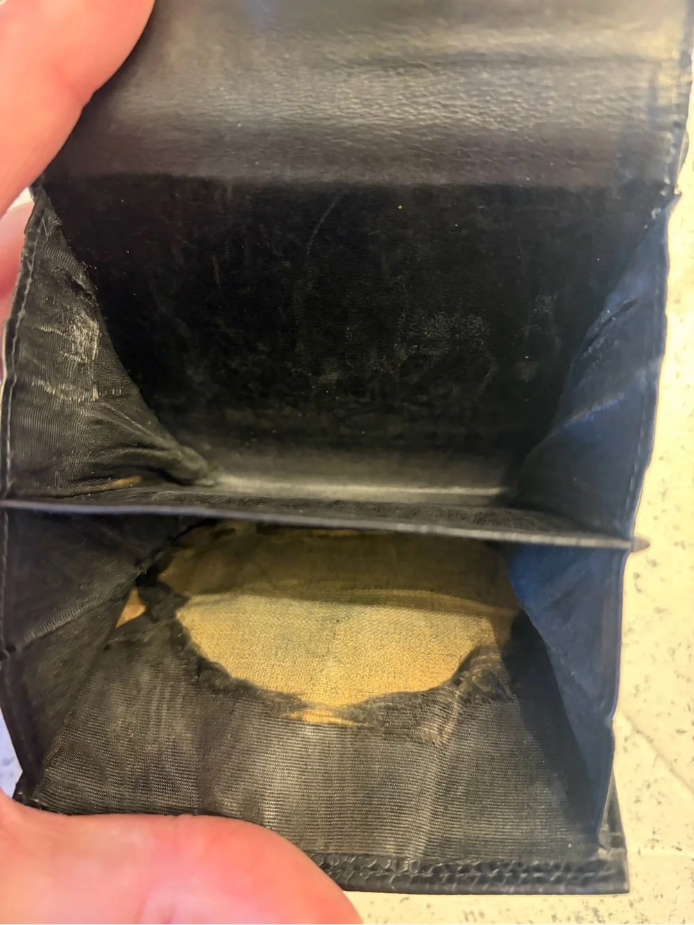 CHANEL Black Pebbled Leather Compact Wallet